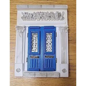 Vintage Greece Santorini Blue Door Ornamental Wall Plaque Ceramic Handcrafted